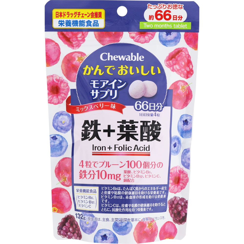 ＮＩＤ かんでおいしいモアインサプリ 鉄＋葉酸 132g（500mg×264粒）