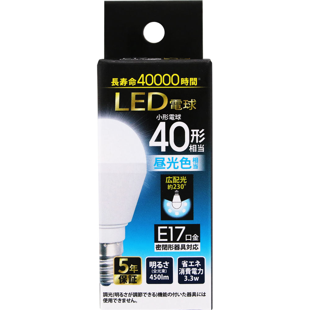 ＮＩＤ ＬＥＤ電球 Ｅ１７ ４０形 昼光色 ＬＤＡ３Ｄ－Ｇ／Ｅ１７／ＮＩＤ 1個