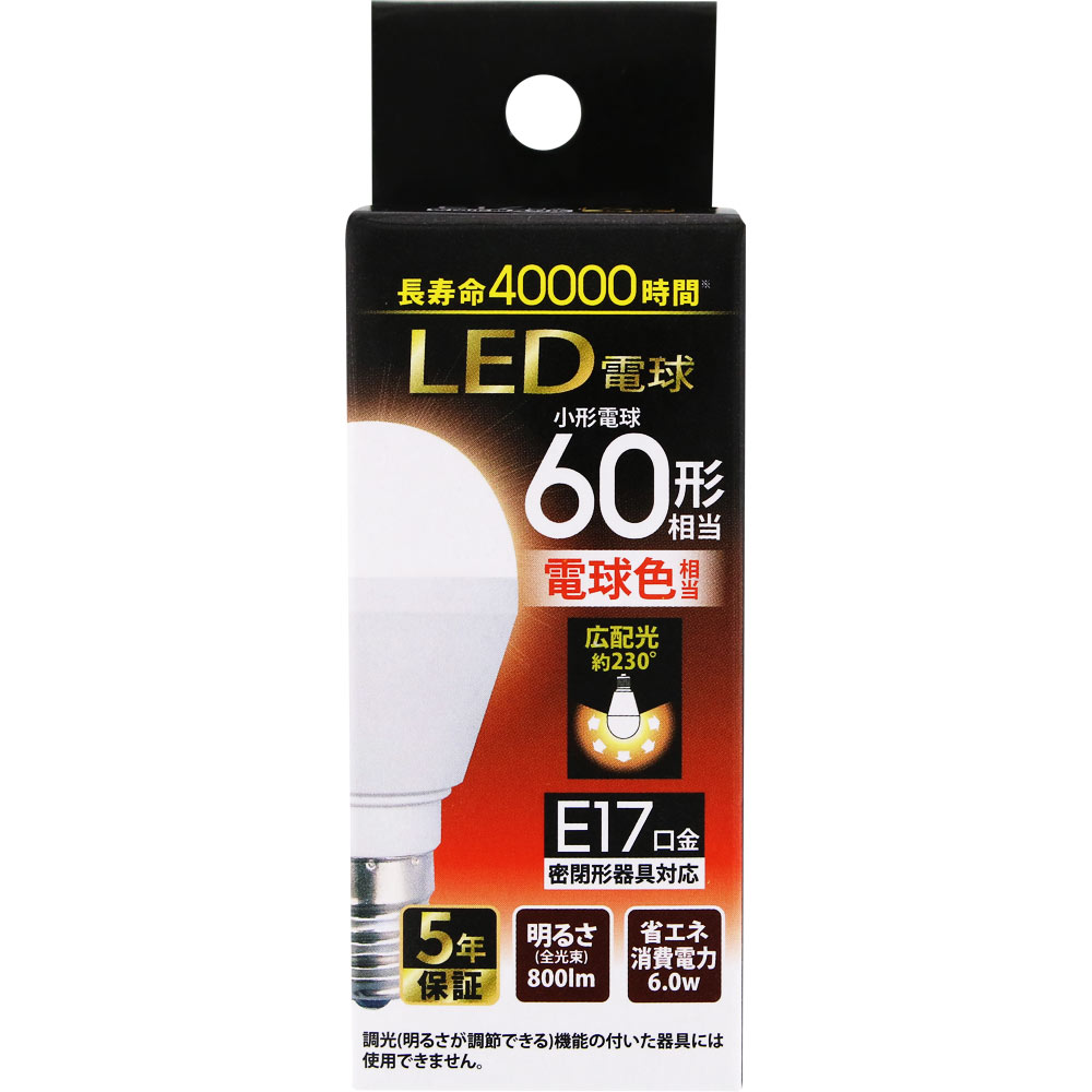 ＮＩＤ ＬＥＤ電球 Ｅ１７ ６０形 電球色 ＬＤＡ６Ｌ－Ｇ／Ｅ１７／ＮＩＤ 1個